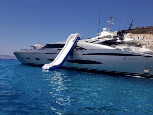 Inflatable Deck Slide, mega yacht, luxury deck slide, luxury yacht toys